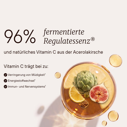 96 % fermentierte Regulatenessenz® und natürliches Vitamin C aus der Acerolakirsche.