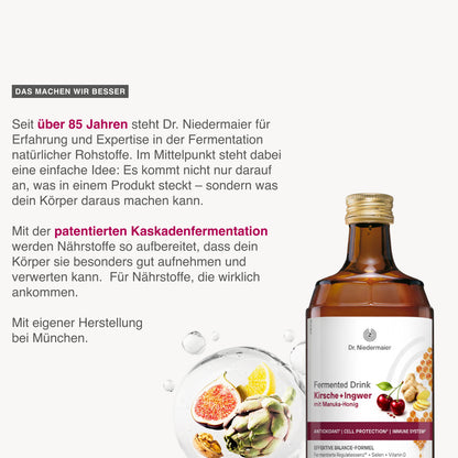 Fermented Drink Kirsche + Ingwer mit Manuka-Honig